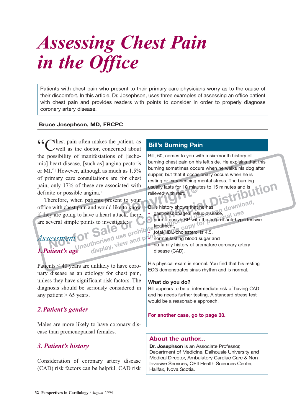 Assessing Chest Pain in the Office