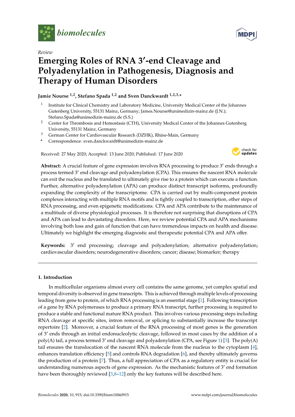 Emerging Roles of RNA 3'-End Cleavage and Polyadenylation In