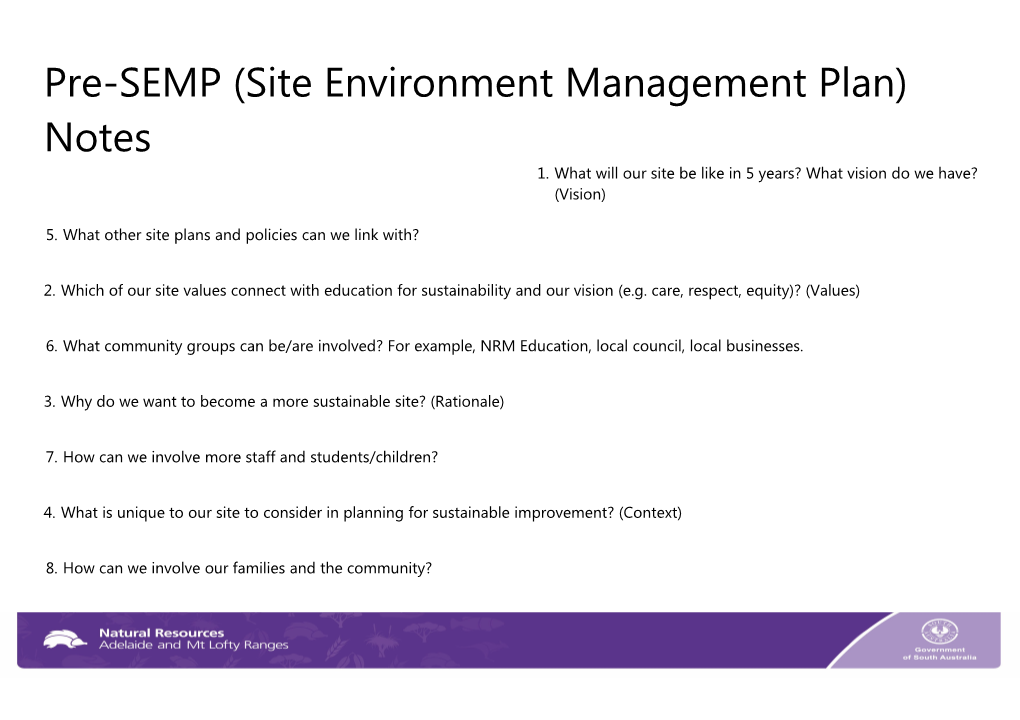 School Environment Management Plan (SEMP)