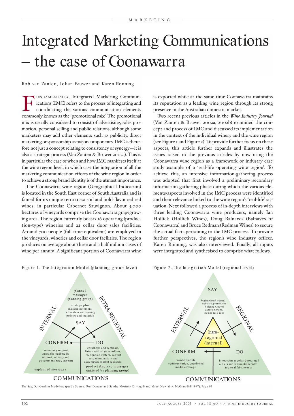 Integrated Marketing Communications – the Case of Coonawarra