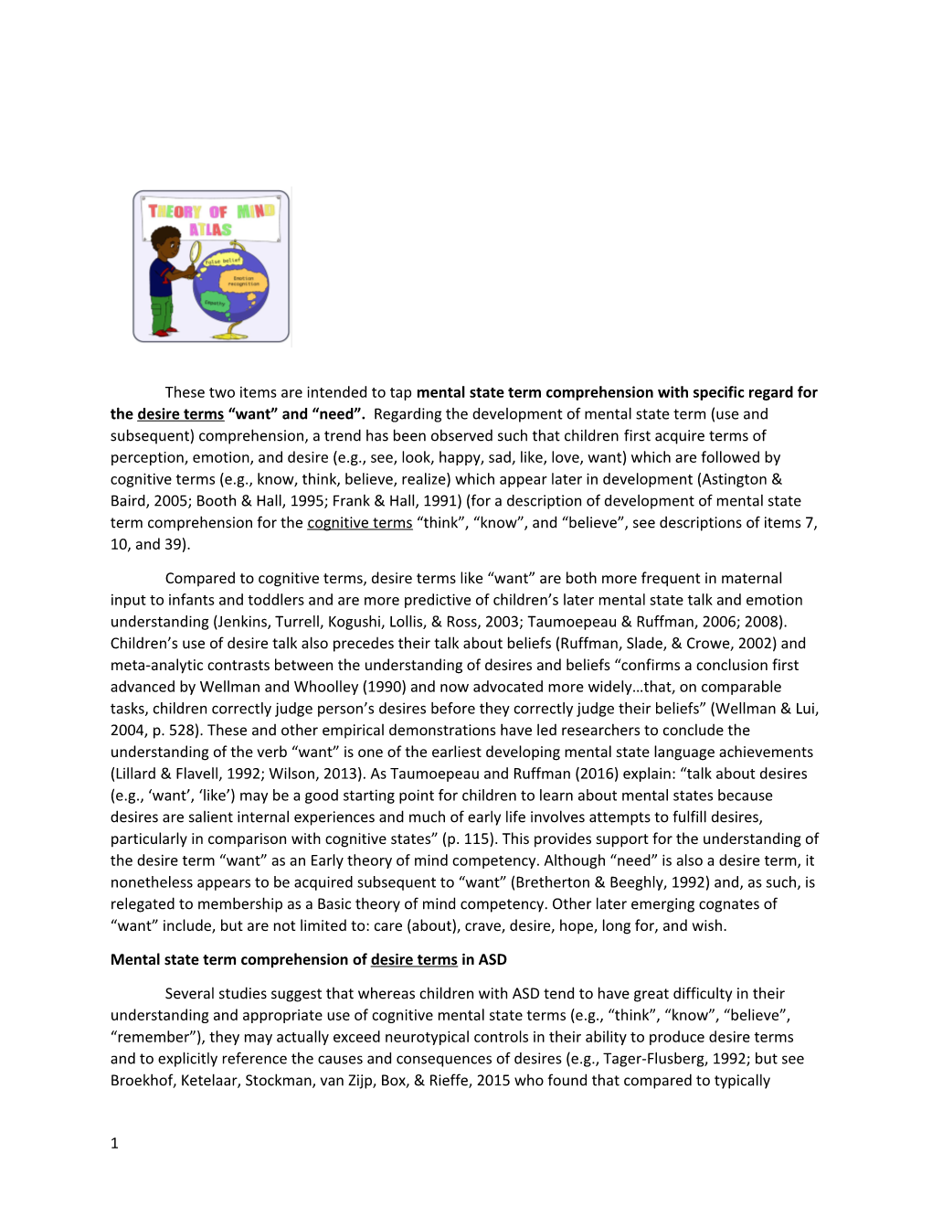 Mental State Term Comprehension of Desire Terms in ASD