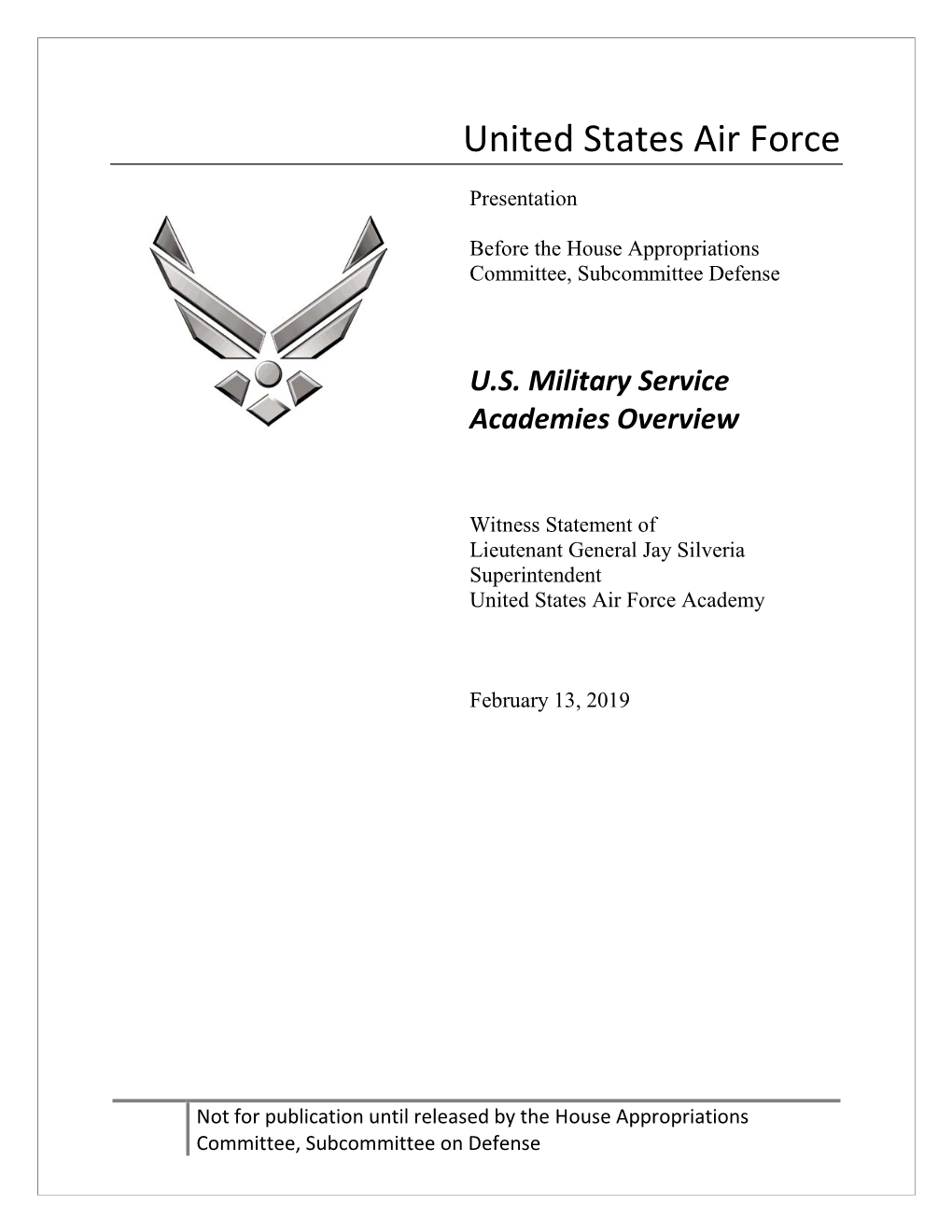 Fiscal Year 2010 Air Force Posture Statement