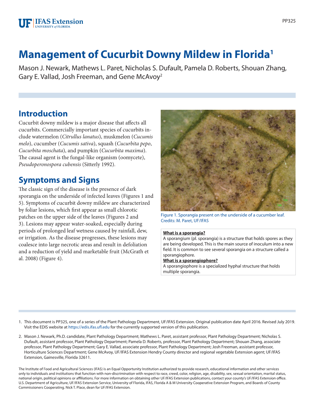 Downy Mildew in Florida1 Mason J