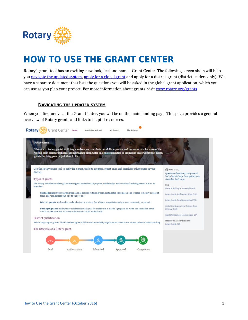 HOW to Use the Grant Center