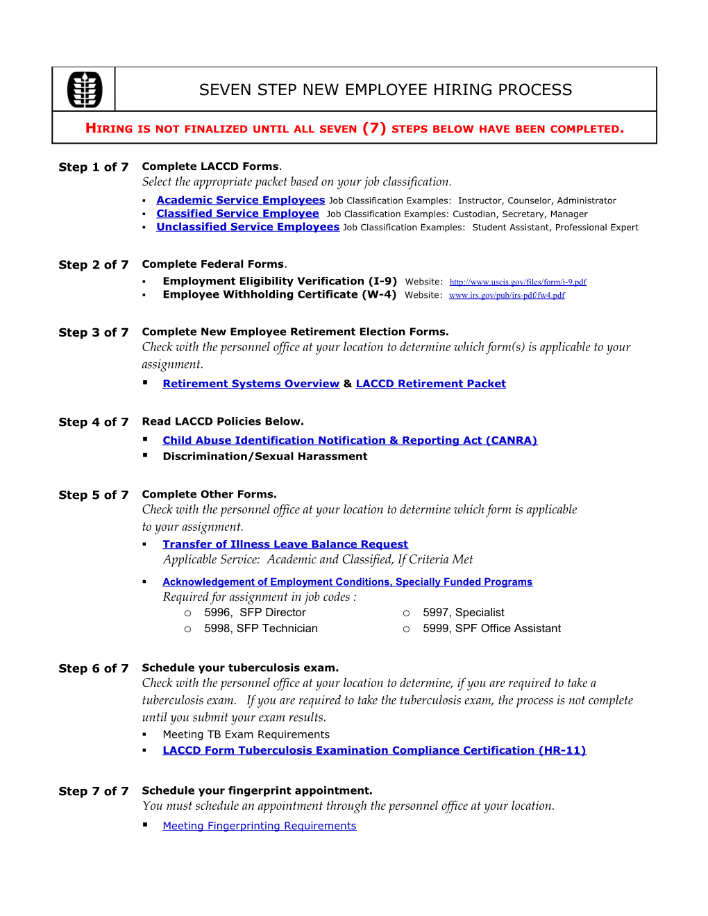 New Employee Forms and Information