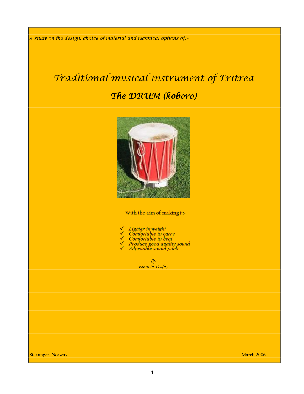 Traditional Musical Instrument of Eritrea