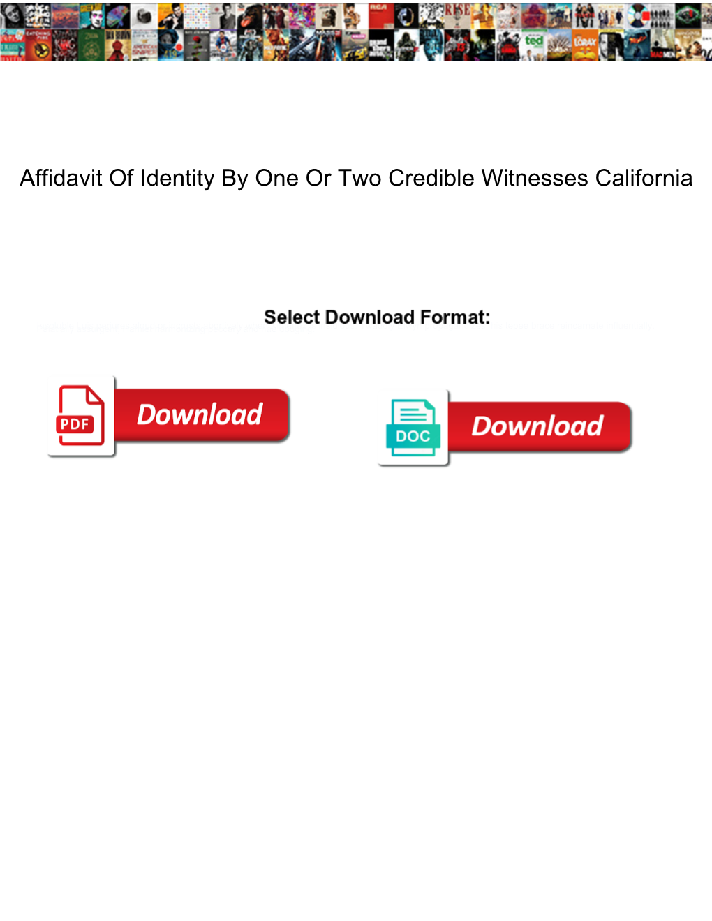 Affidavit of Identity by One Or Two Credible Witnesses California