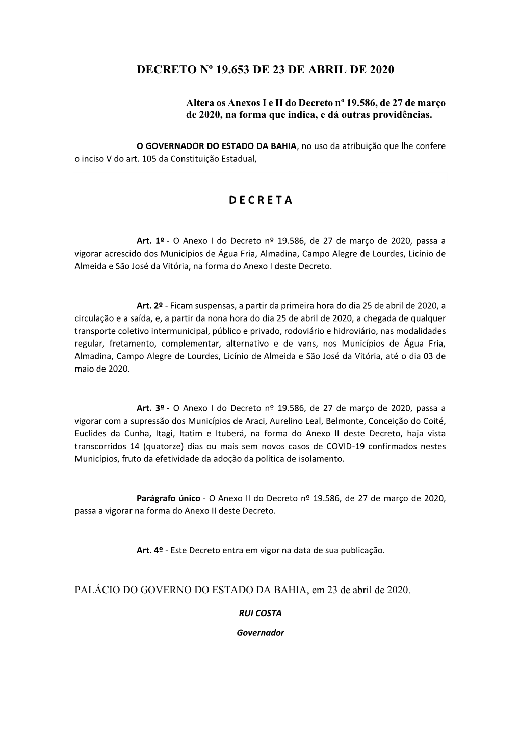 Decreto Nº 19.653 De 23 De Abril De 2020