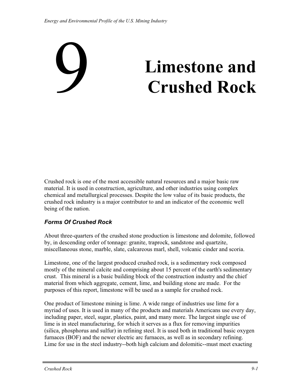 Chapter 9: Limestone and Crushed Rock