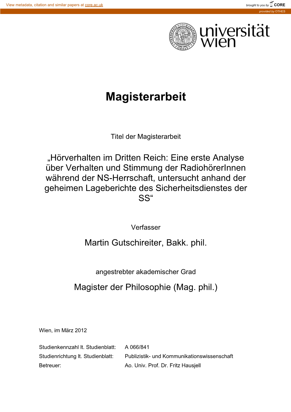 Magisterarbeit