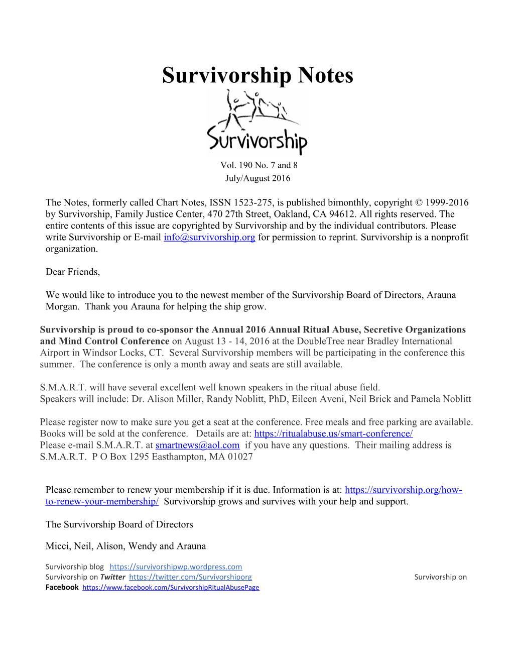 Survivorship Notes