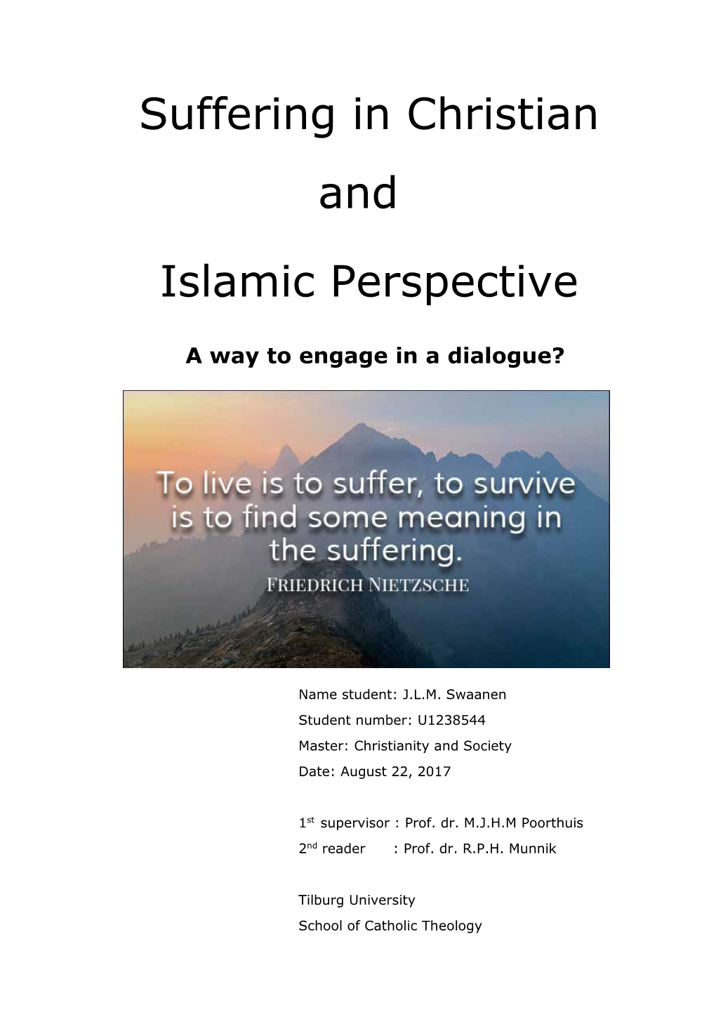 Suffering in Christian and Islamic Perspective