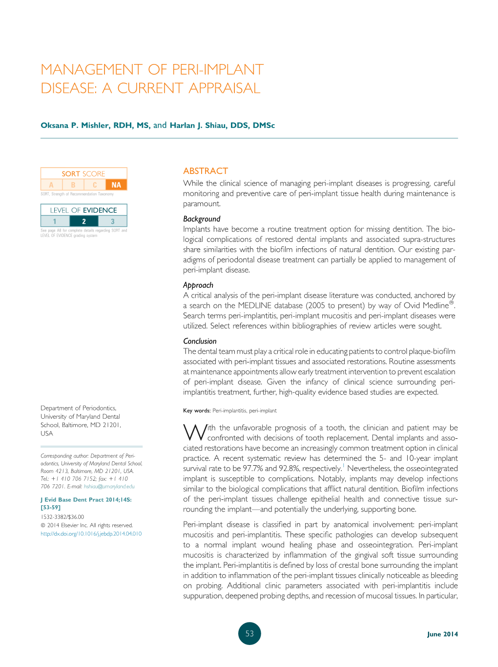 Management of Peri-Implant Disease: a Current Appraisal