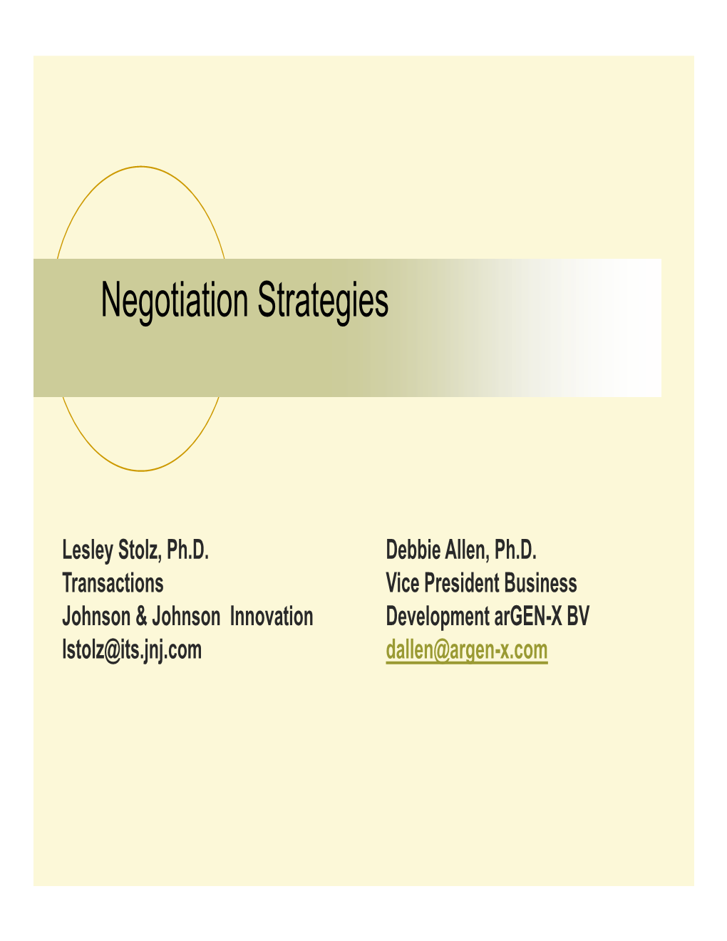 Negotiation Strategies