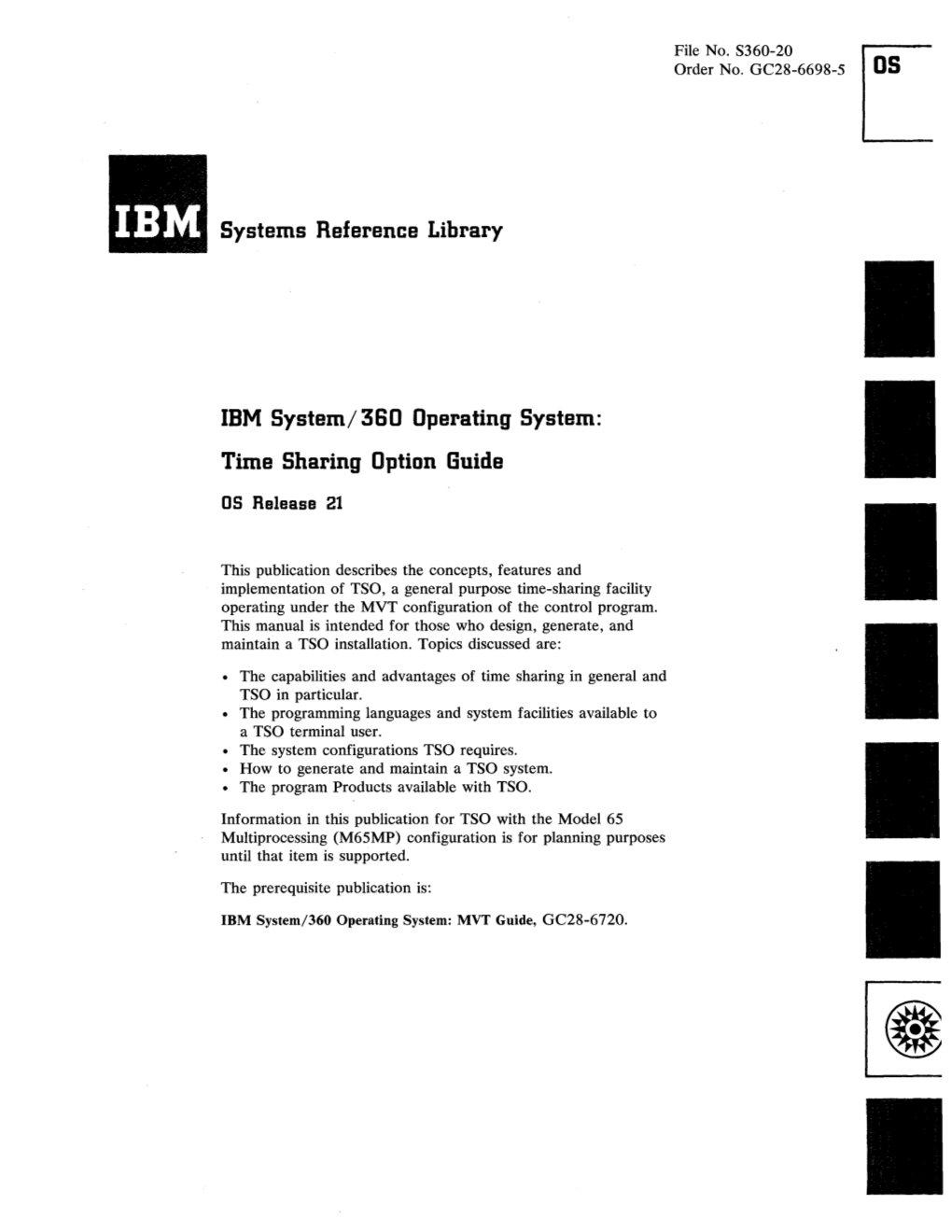 Systems Reference Library IBM System/360 Operating System: Time Sharing Option Guide