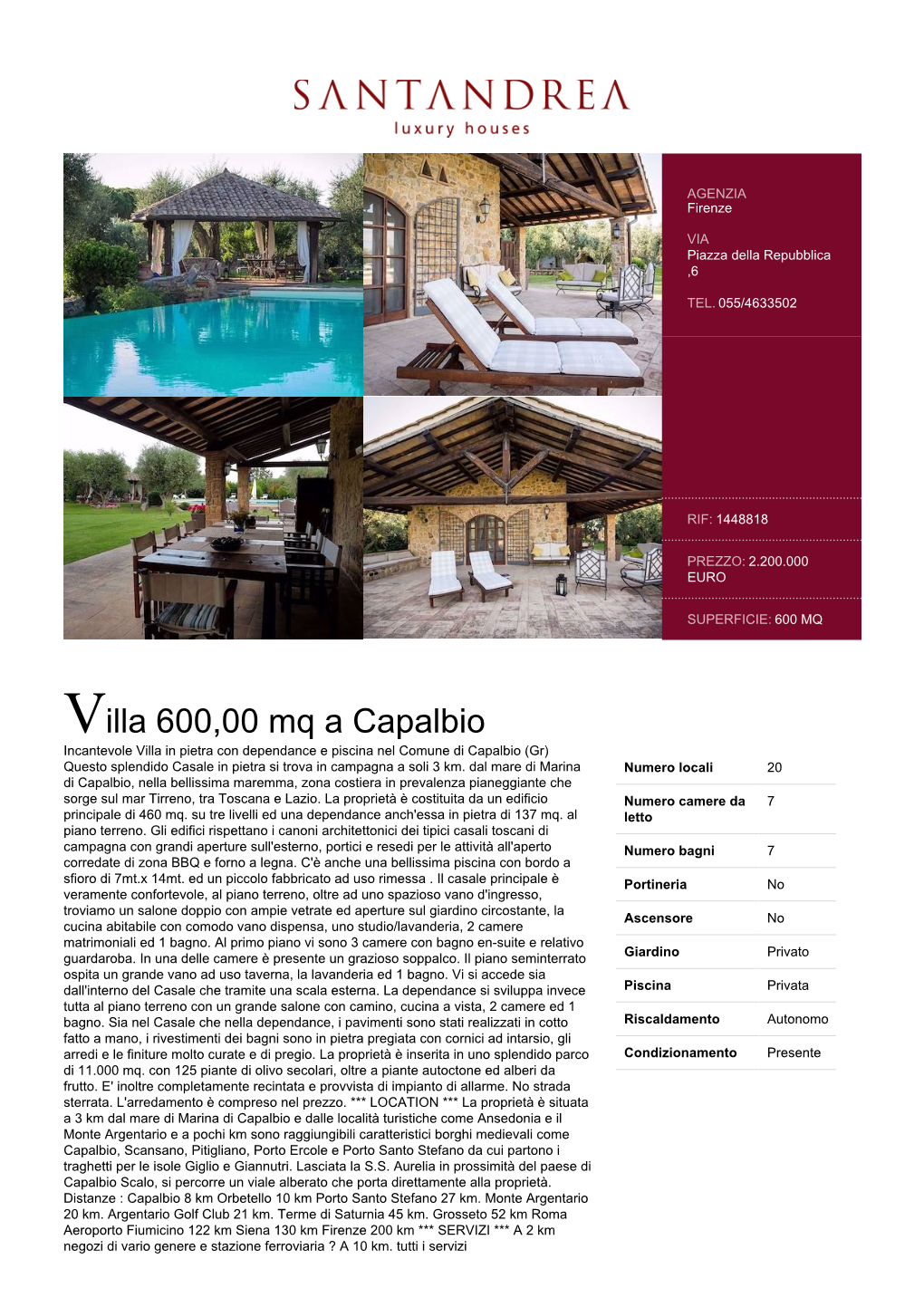Villa 600,00 Mq a Capalbio