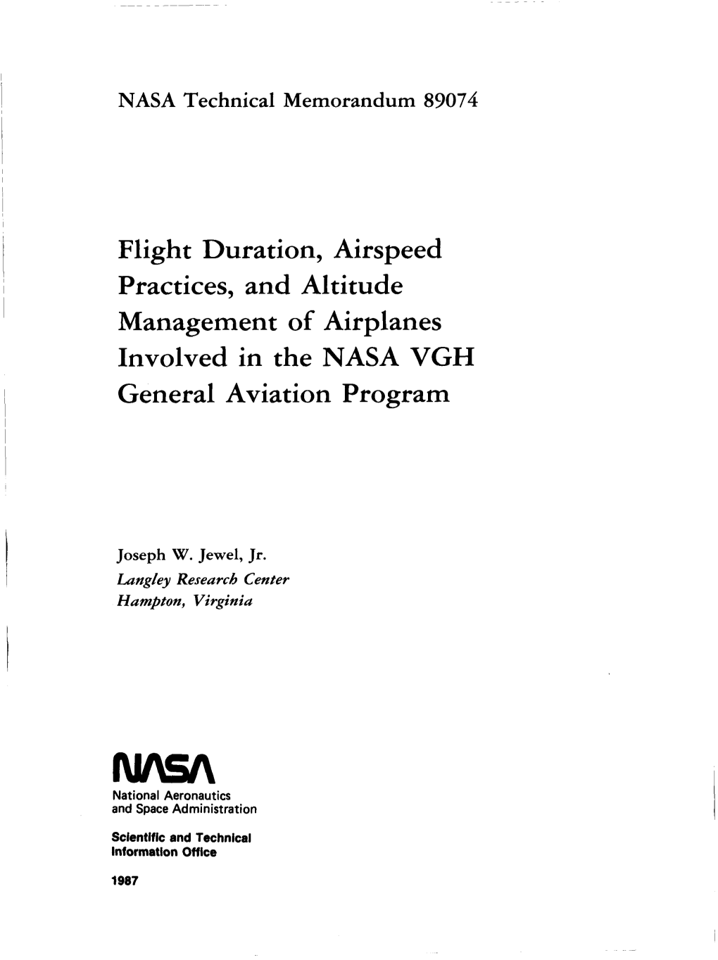 Involved in the NASA VGH General Aviation Program