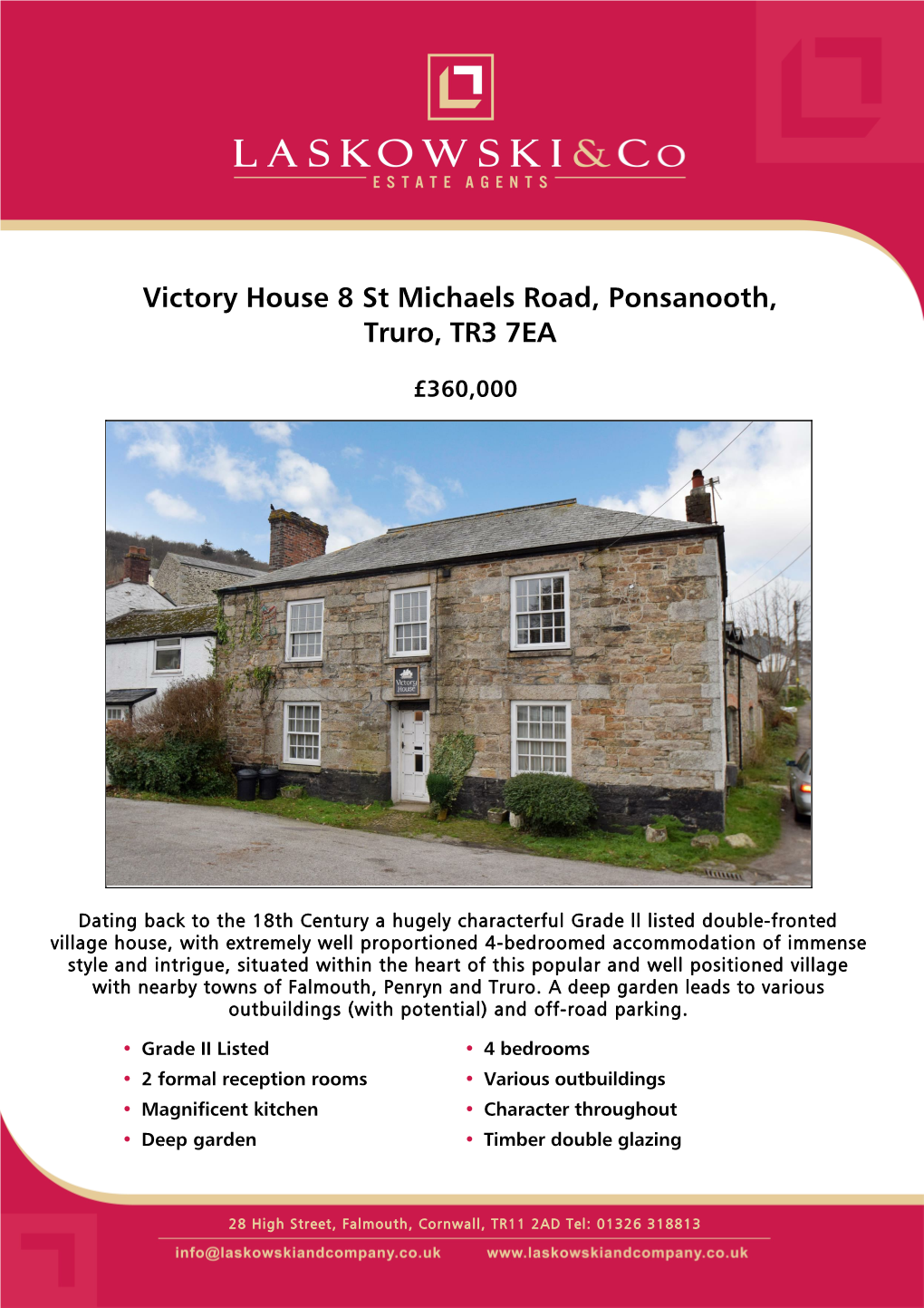 Victory House 8 St Michaels Road, Ponsanooth, Truro, TR3 7EA