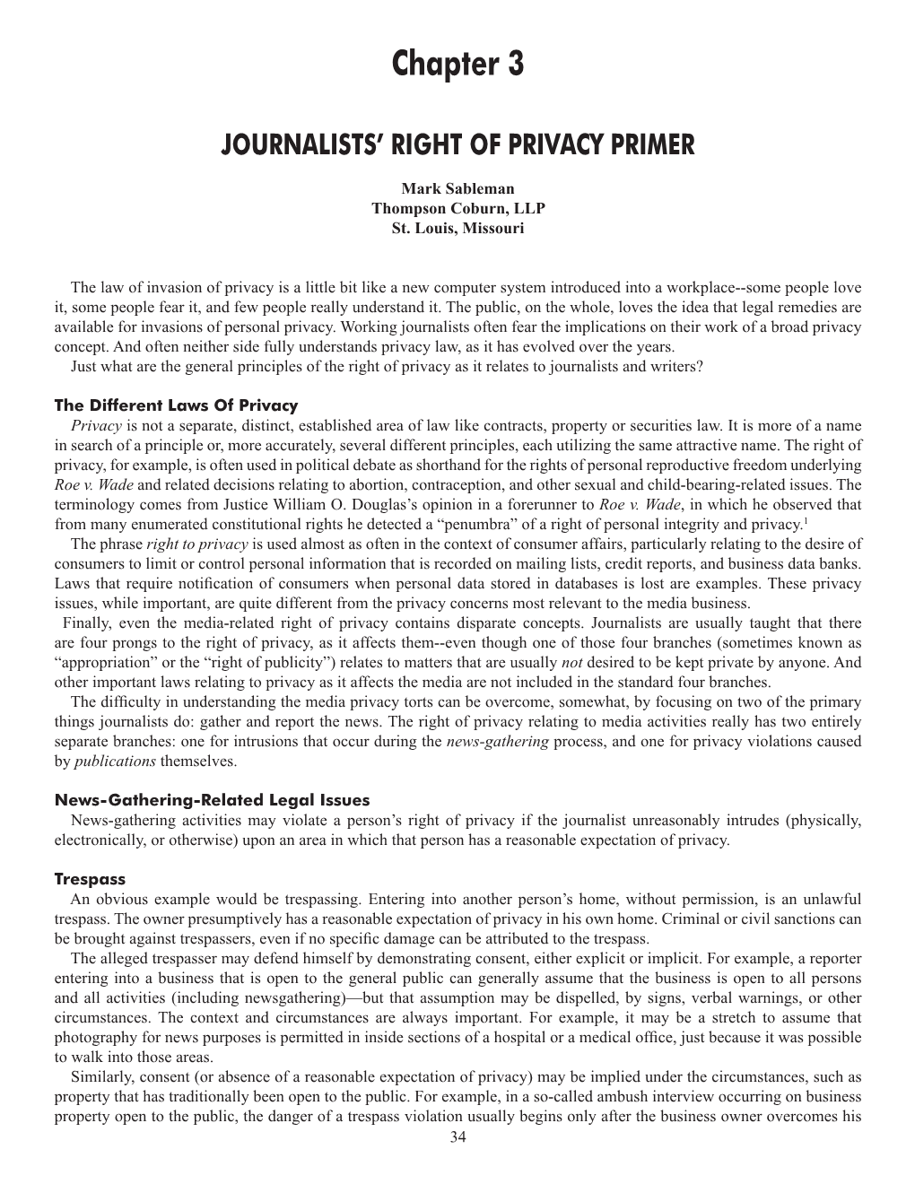 Journalist's Right to Privacy Primer