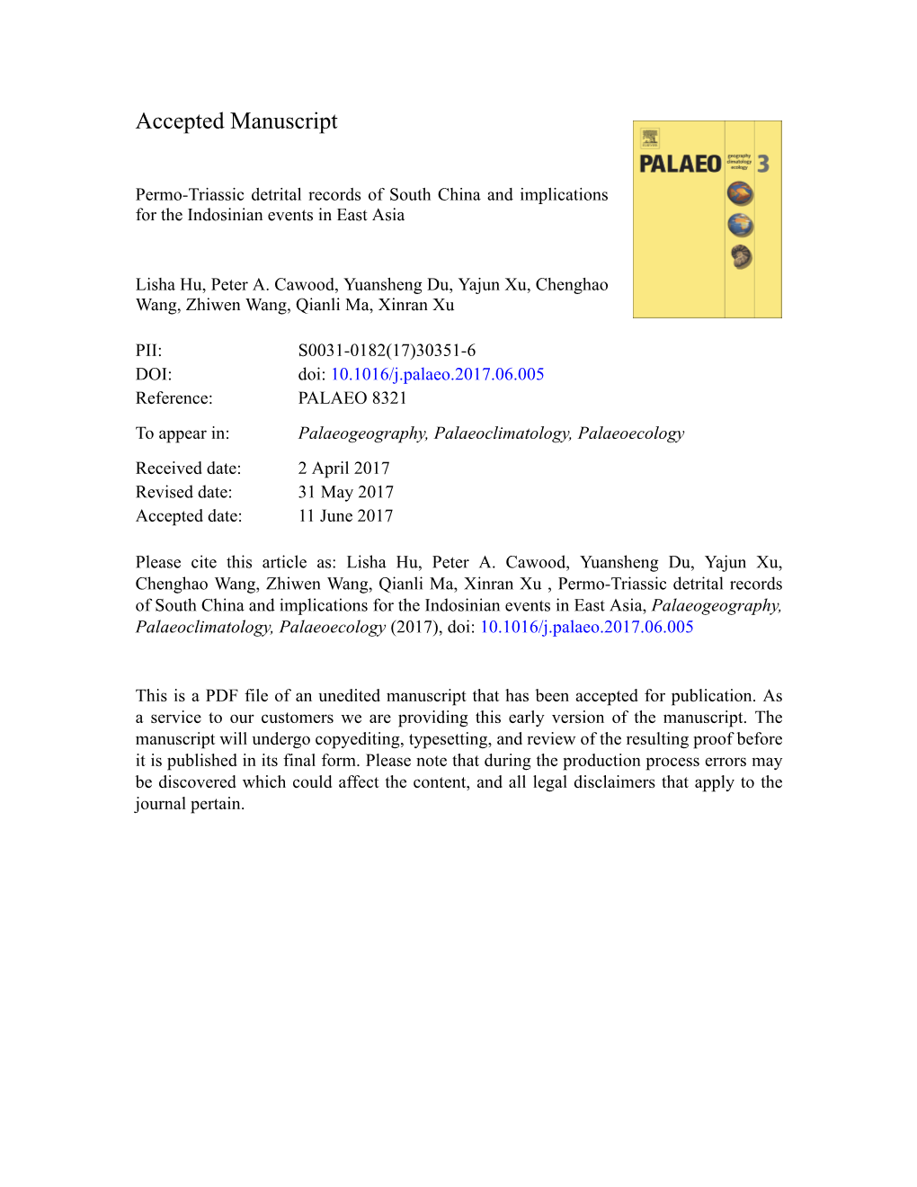 Permo-Triassic Detrital Records of South China and Implications for the Indosinian Events in East Asia