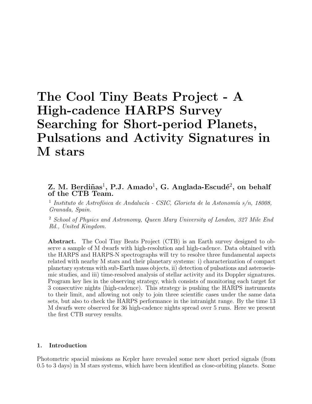 The Cool Tiny Beats Project - a High-Cadence HARPS Survey Searching for Short-Period Planets, Pulsations and Activity Signatures in M Stars