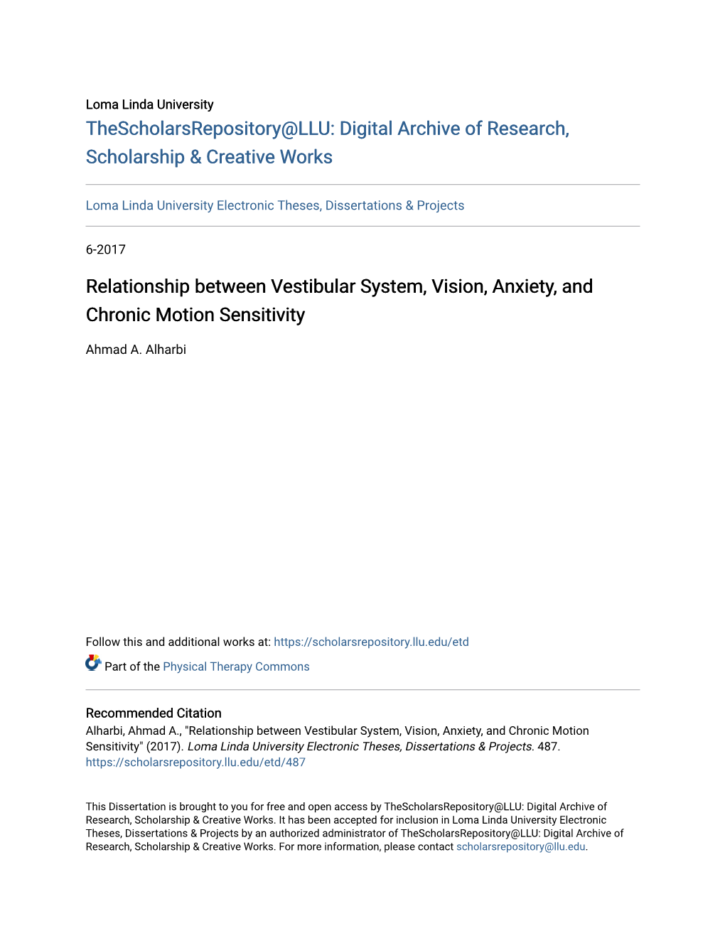 Relationship Between Vestibular System, Vision, Anxiety, and Chronic Motion Sensitivity