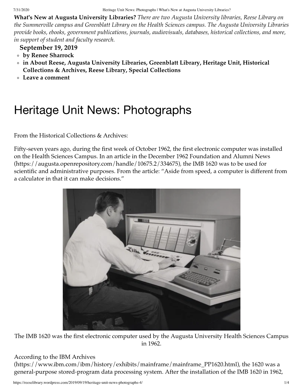 Heritage Unit News: Photographs