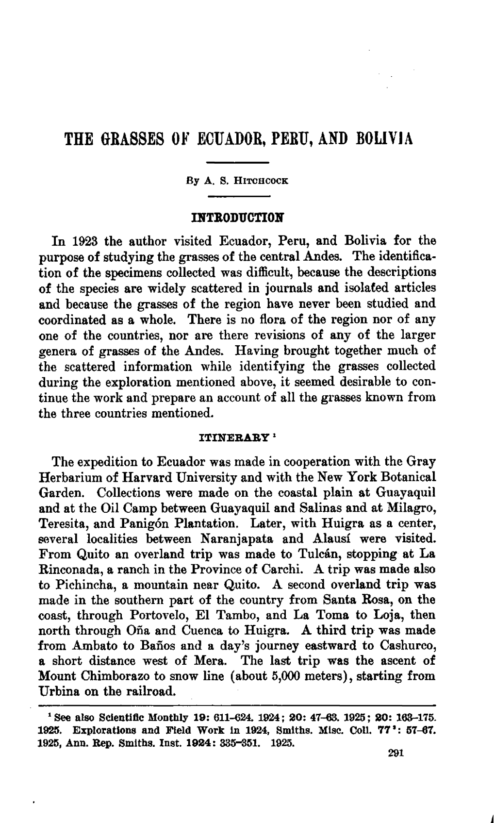 THE MASSES of ECUADOR, PEBTJ, and BOUVIA by A. S. Hitchcock