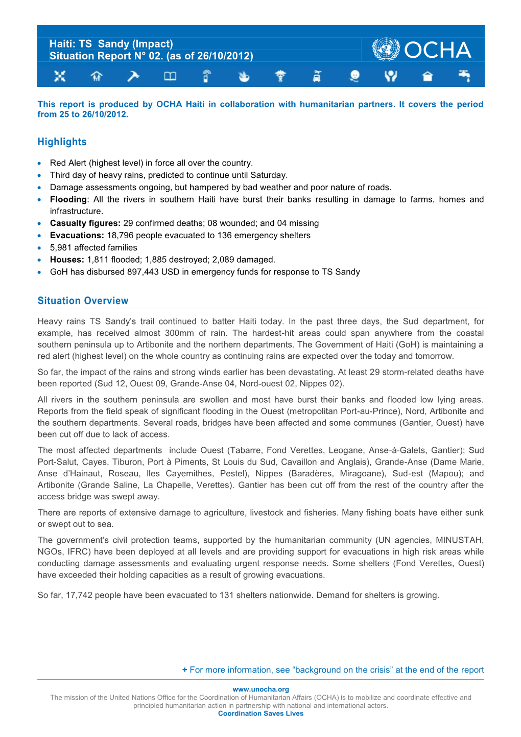 Haiti: TS Sandy (Impact) Situation Report N° 02