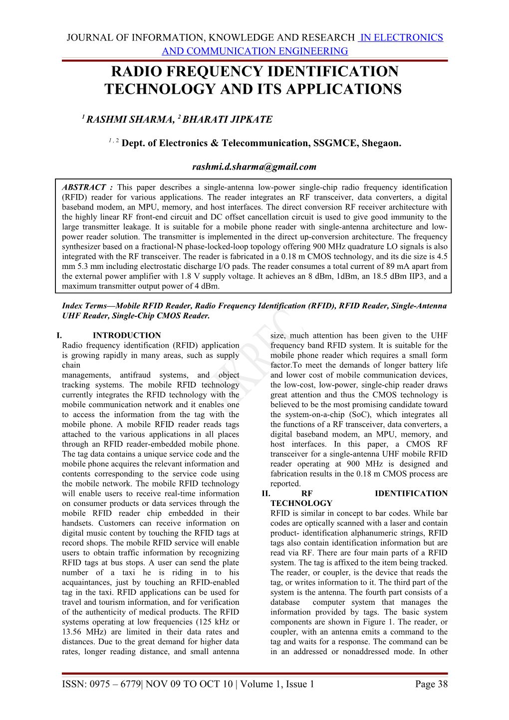 Radio Frequency Identification Technology and Its Applications