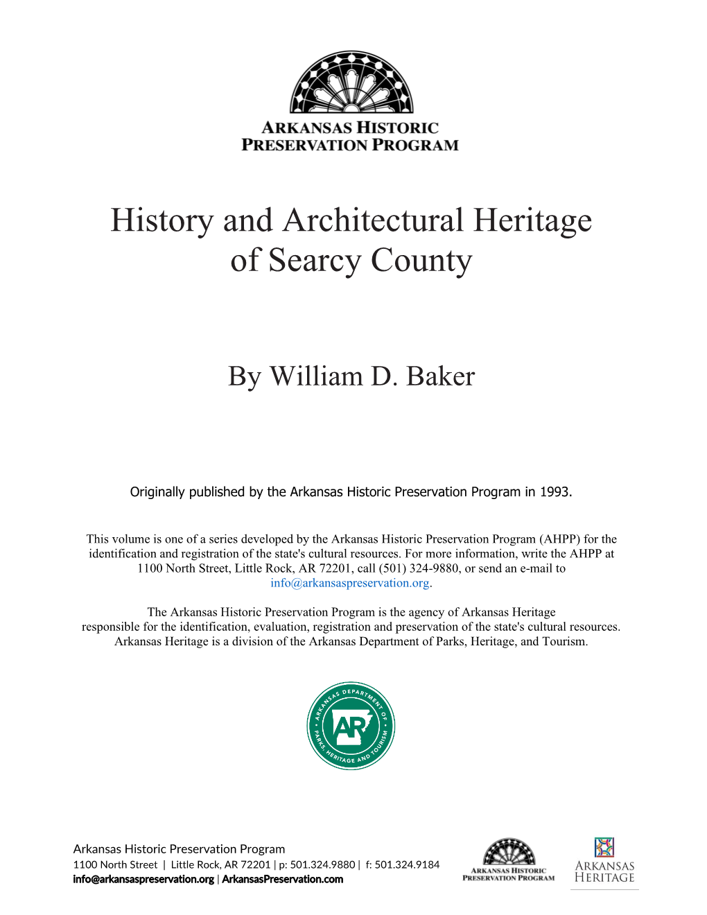 Downloadhistory and Architectural Heritage of Searcy County