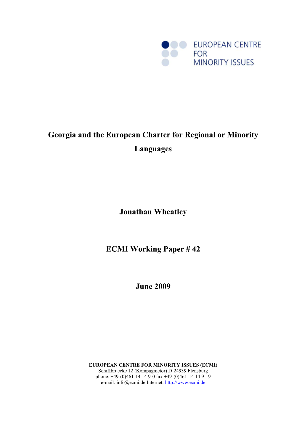 Georgia and the European Charter for Regional Or Minority Languages