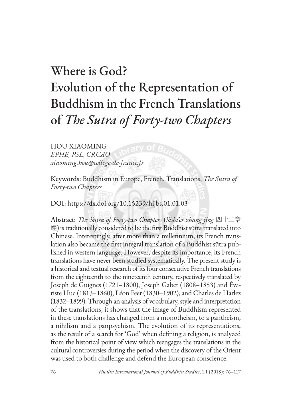 Evolution of the Representation of Buddhism in the French Translations of the Sutra of Forty-Two Chapters