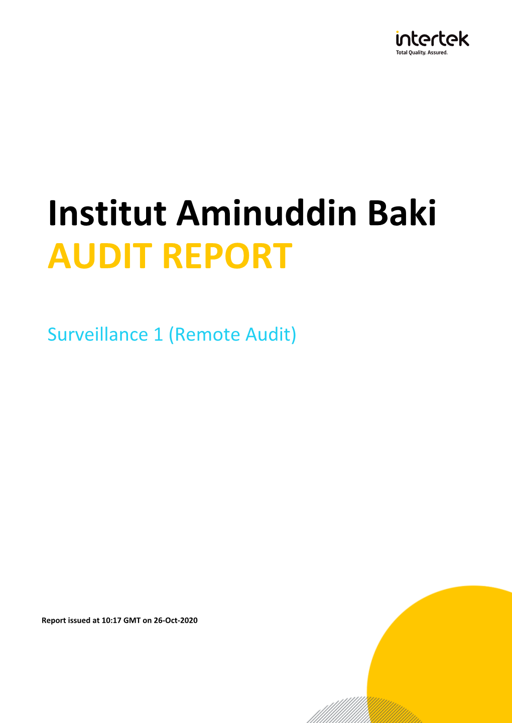 Institut Aminuddin Baki AUDIT REPORT