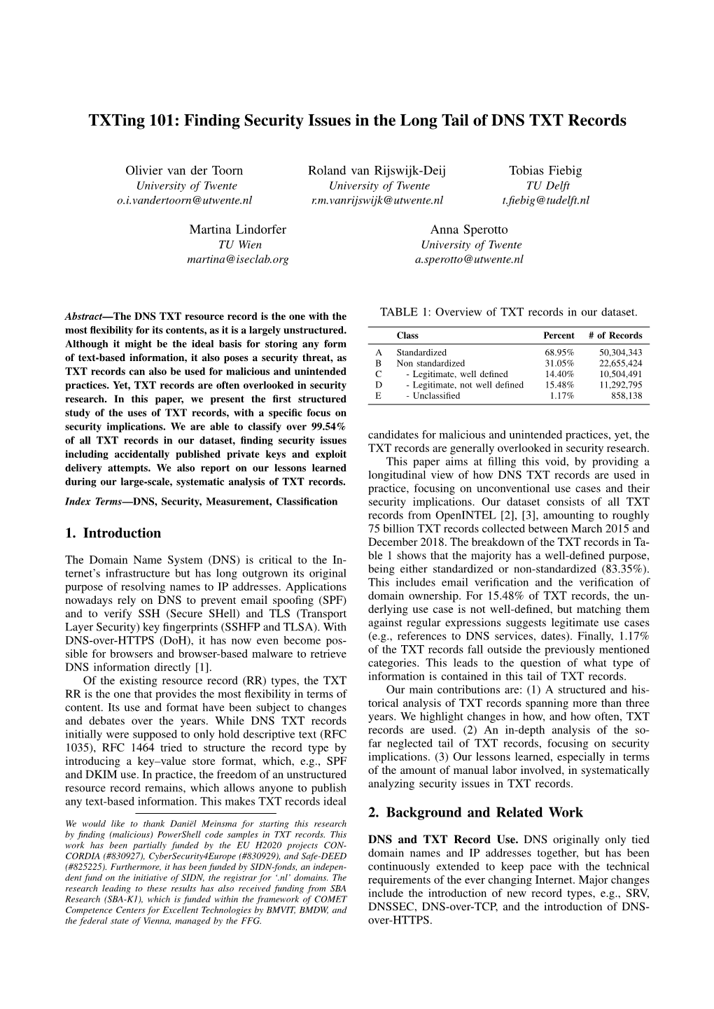 Finding Security Issues in the Long Tail of DNS TXT Records