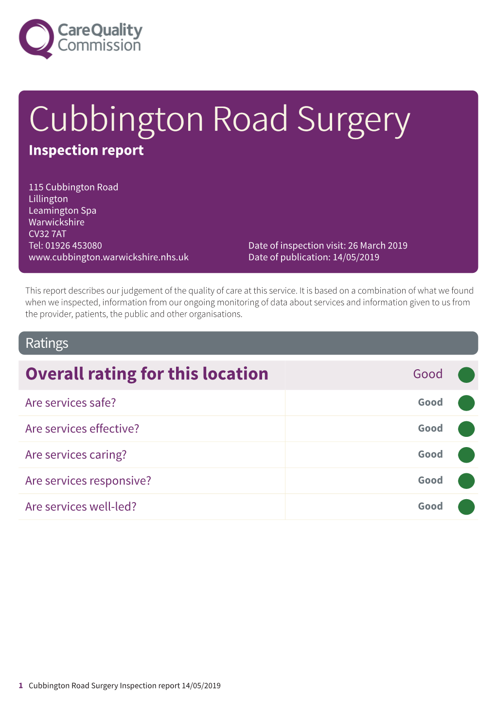 1-570740152 Cubbington Road Surgery (26/03/2019)