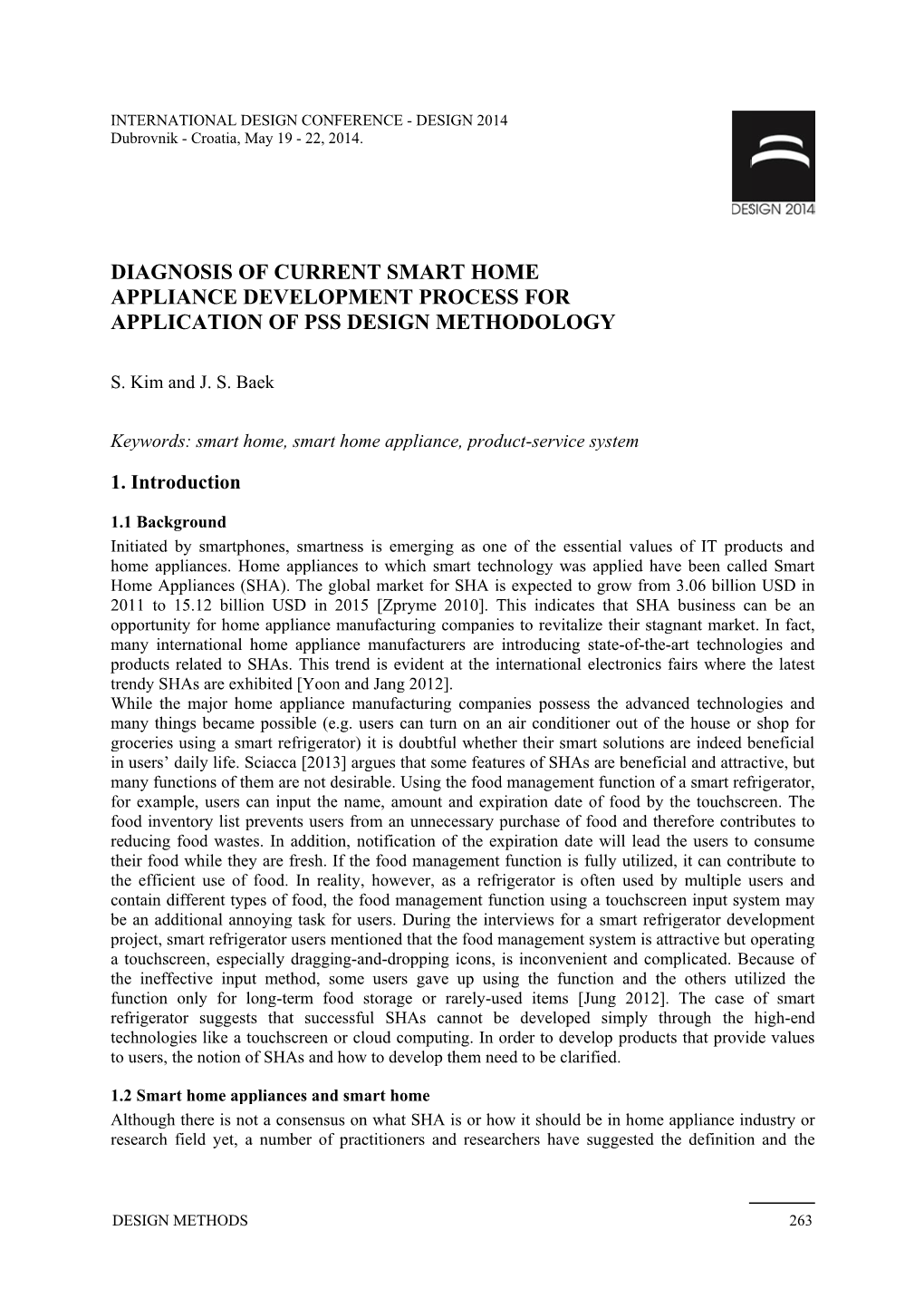 Diagnosis of Current Smart Home Appliance Development Process for Application of Pss Design Methodology