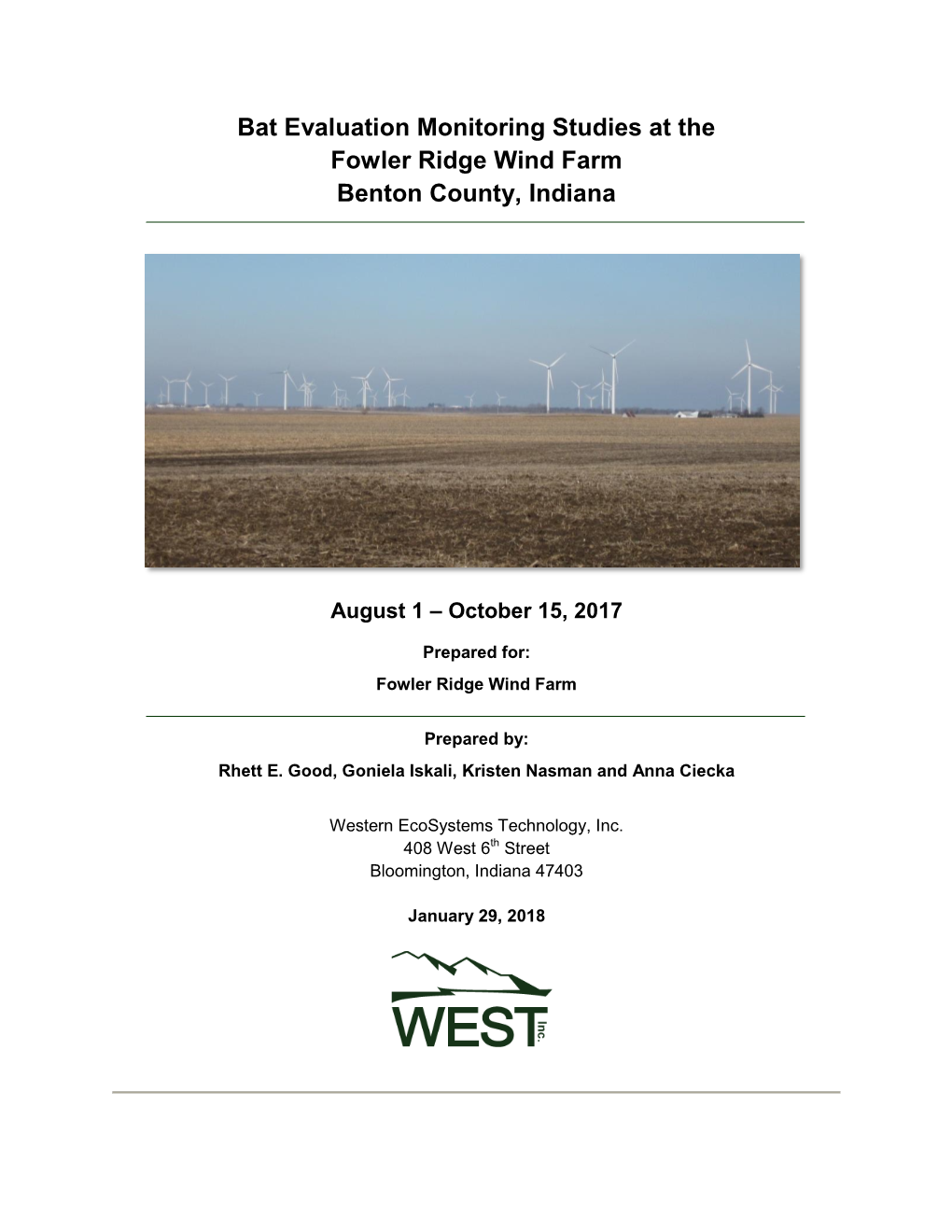 2017 Fowler Ridge Wind Farm