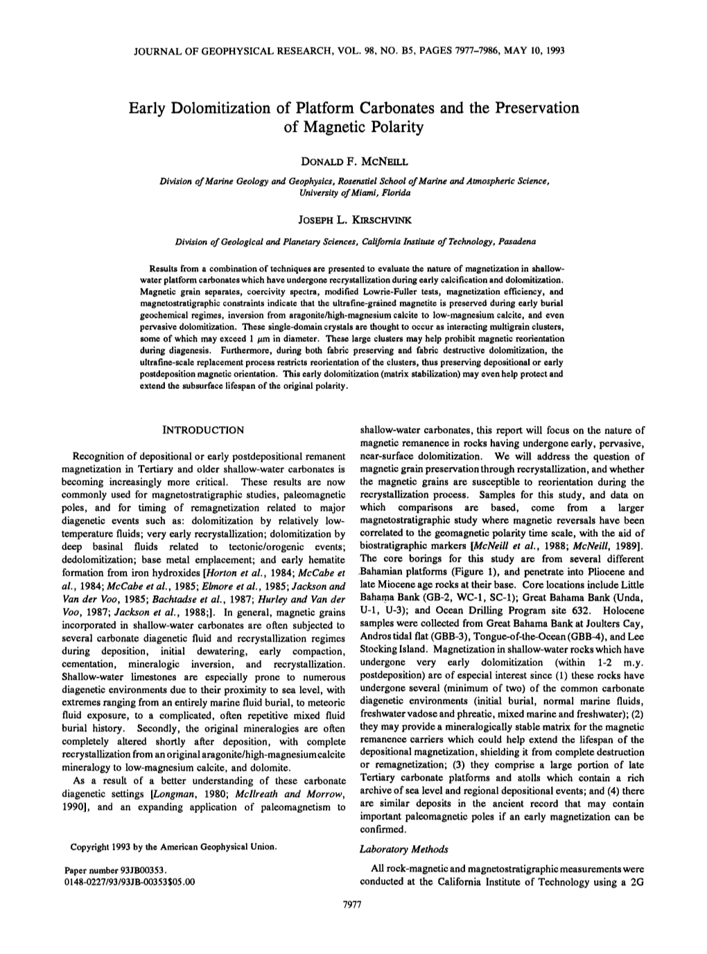 Early Dolomitization of Platform Carbonates and the Preservation Of