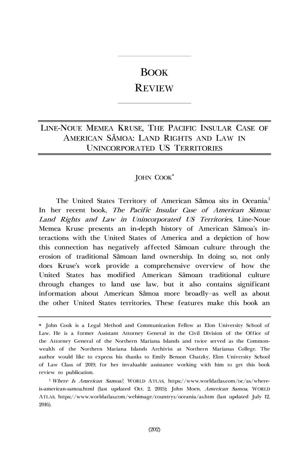 The Pacific Insular Case of American Samoa