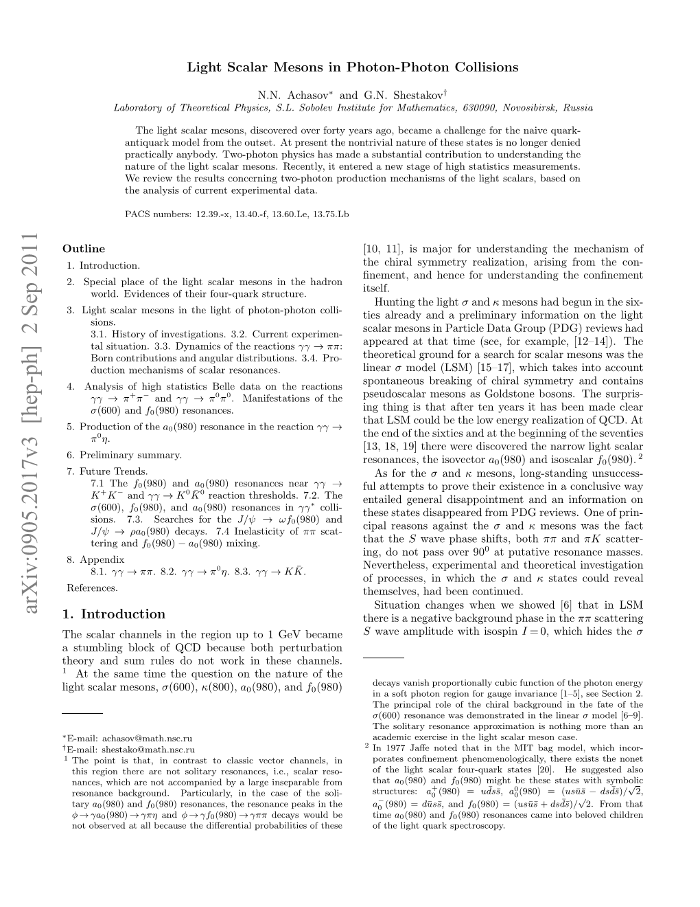 Light Scalar Mesons in Photon-Photon Collisions