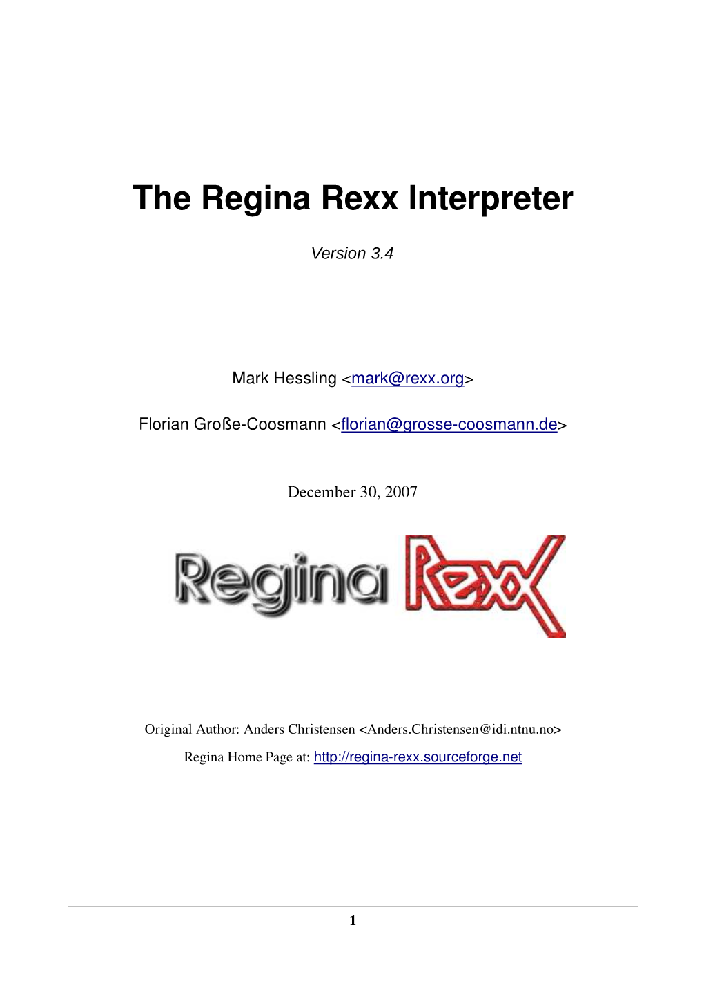 The Regina Rexx Interpreter