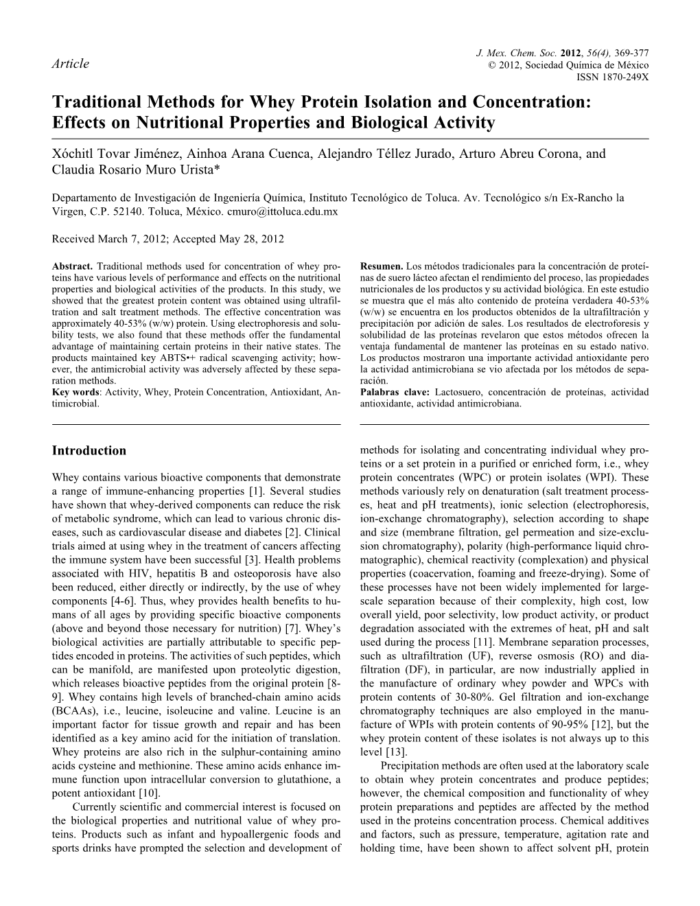 Traditional Methods for Whey Protein Isolation and Concentration