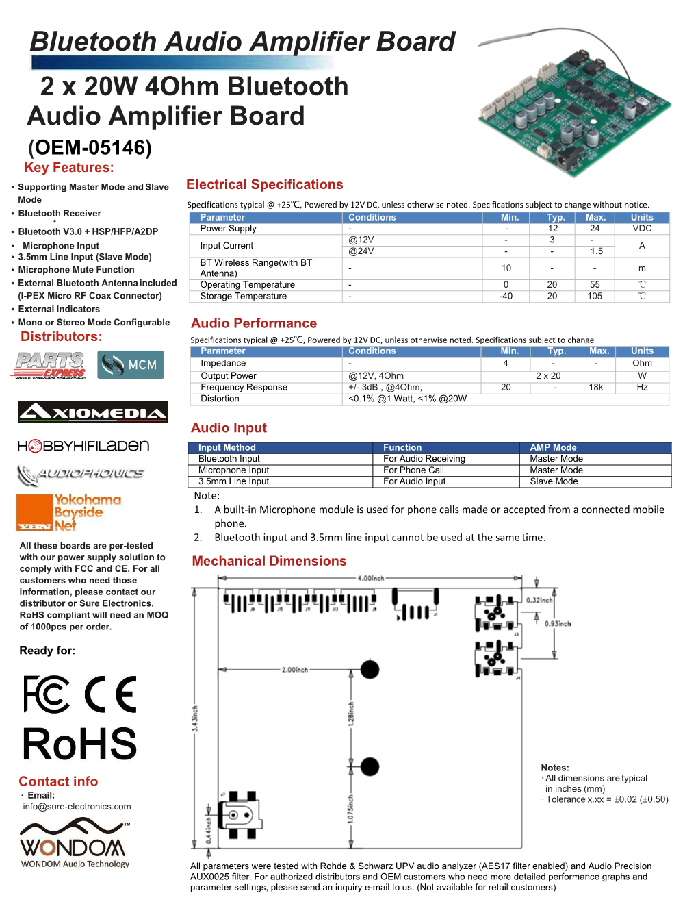 Bluetooth Audio Amplifier Board