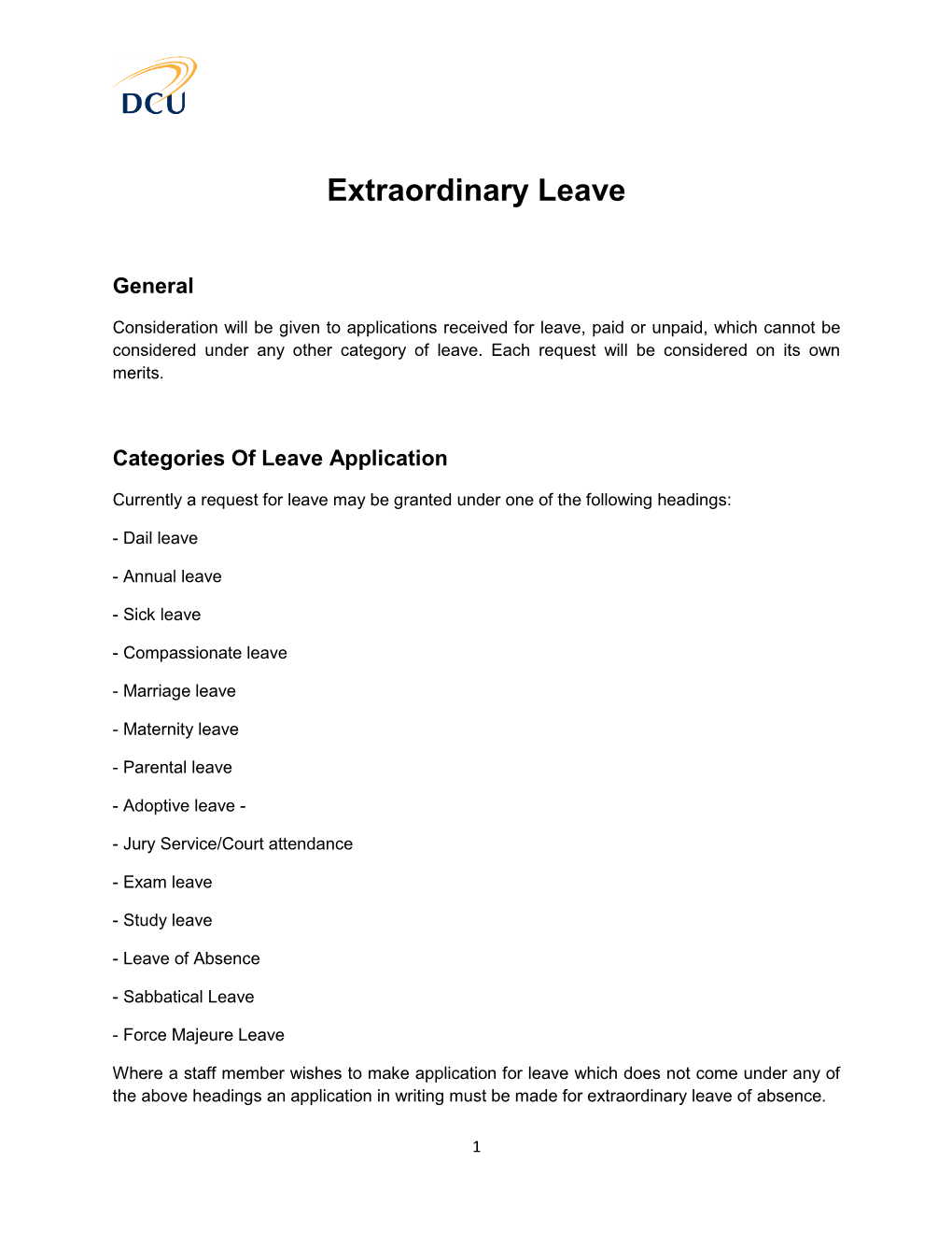 Extraordinary Leave