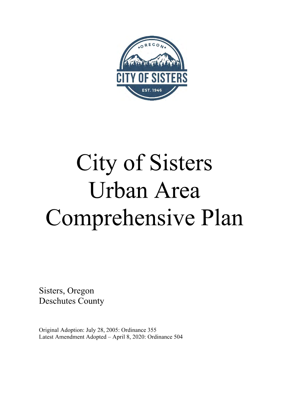 City of Sisters Urban Area Comprehensive Plan