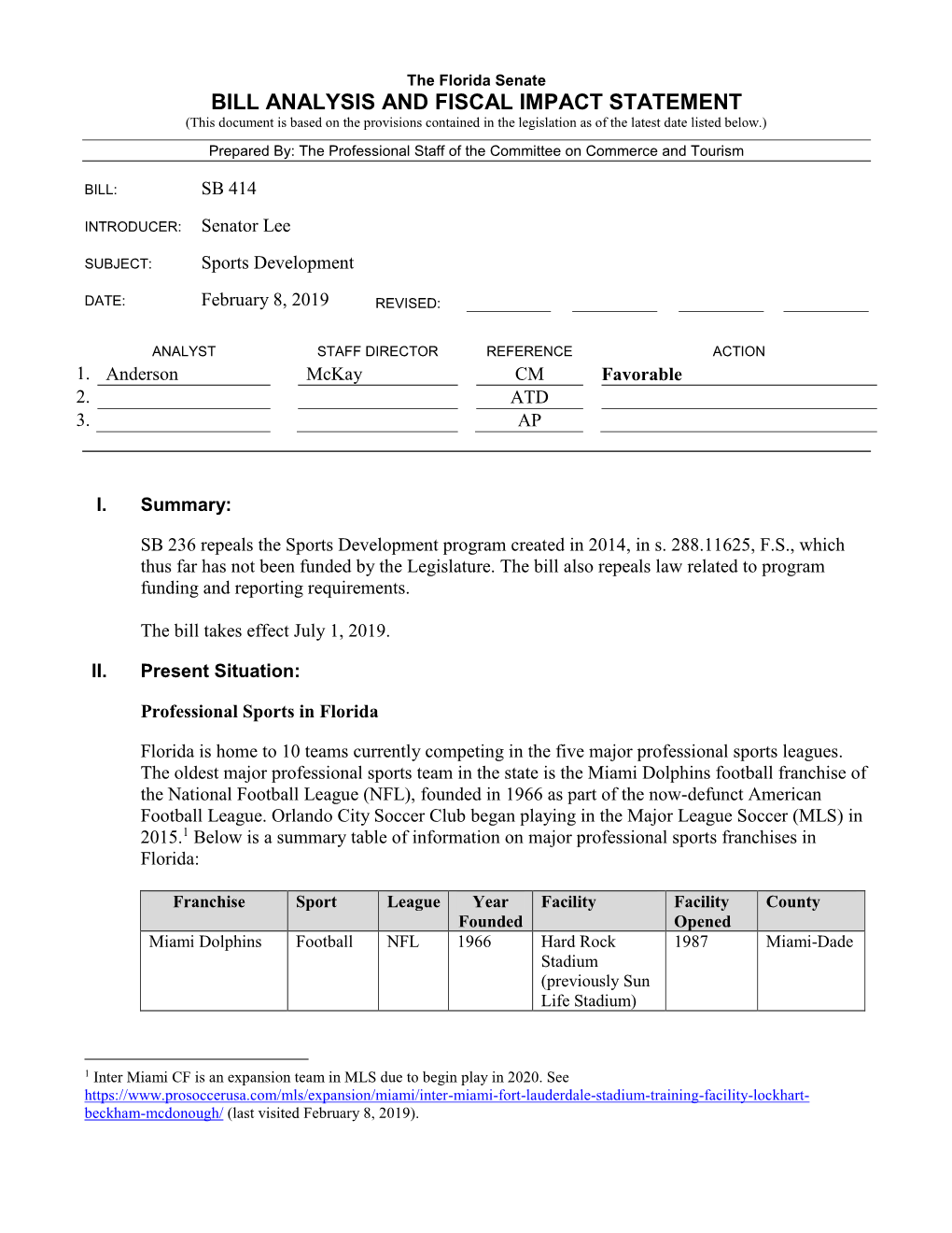 Bill Analysis and Fiscal Impact Statement