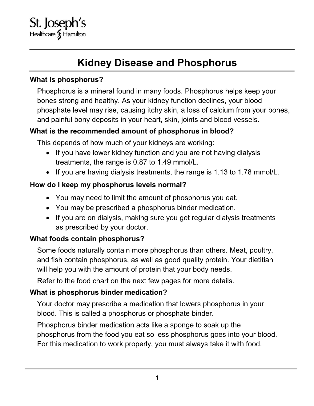 Kidney Disease and Phosphorus