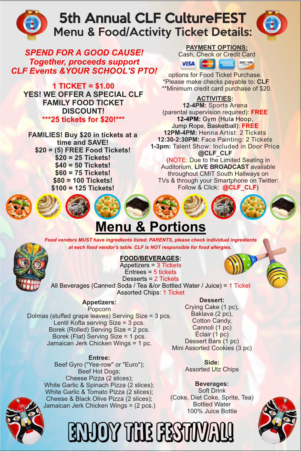 Menu & Food/Activity Ticket Details