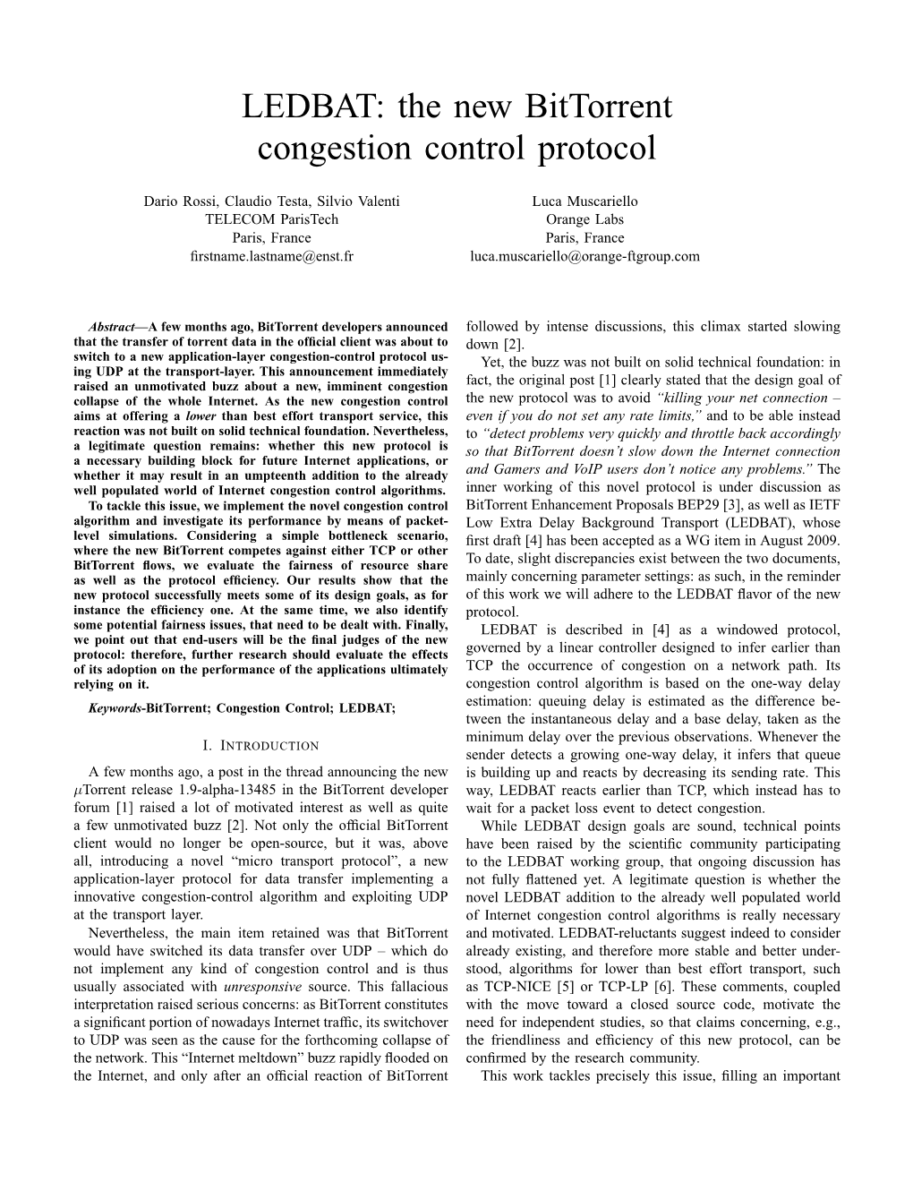 LEDBAT: the New Bittorrent Congestion Control Protocol